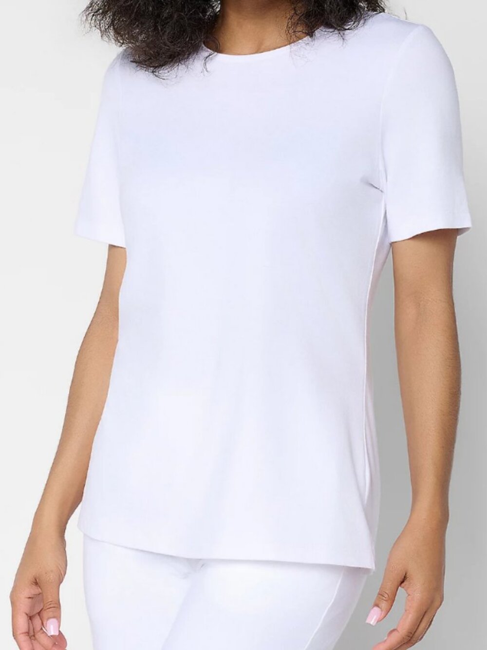 Denim & Co. Beach Jersey Printed Top, White Sz XL a68946
